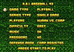 R.B.I. Baseball '93 online game screenshot 2