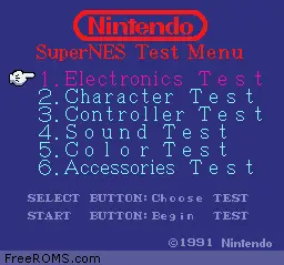 SNES Test Program online game screenshot 2