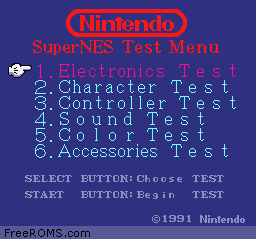 SNES Test Program online game screenshot 1